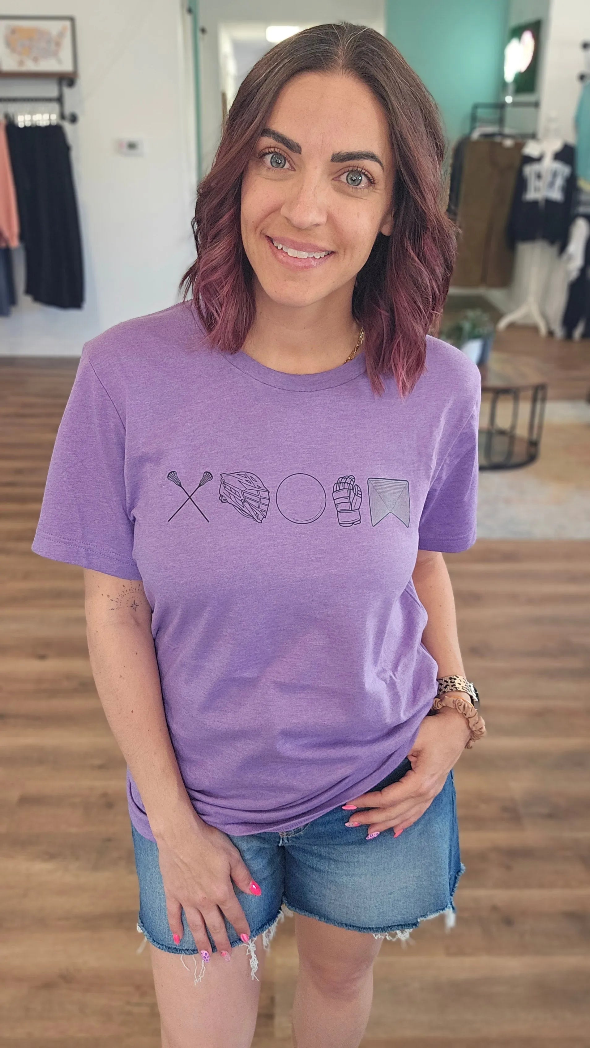 Shop 256 Lacrosse Icons Graphic Tee- at Ruby Joy Boutique, a Women's Clothing Store in Pickerington, Ohio