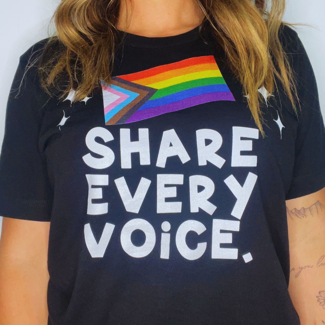 Shop Share Every Voice Classic Tee- at Ruby Joy Boutique, a Women's Clothing Store in Pickerington, Ohio