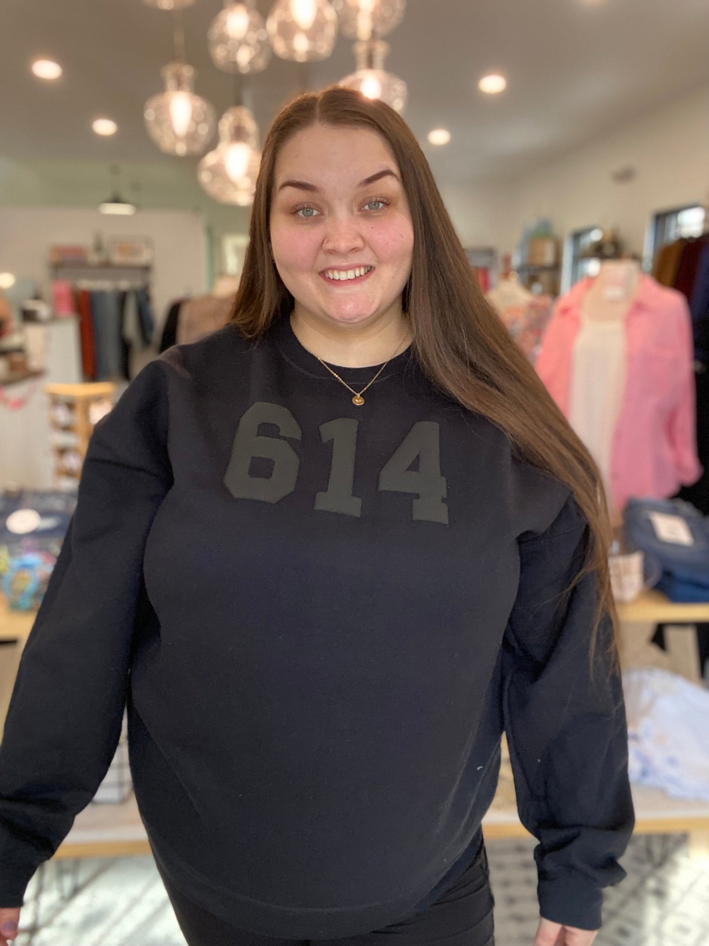 Shop 614 Area Code Puff Lettered Sweatshirt-sweatshirt at Ruby Joy Boutique, a Women's Clothing Store in Pickerington, Ohio
