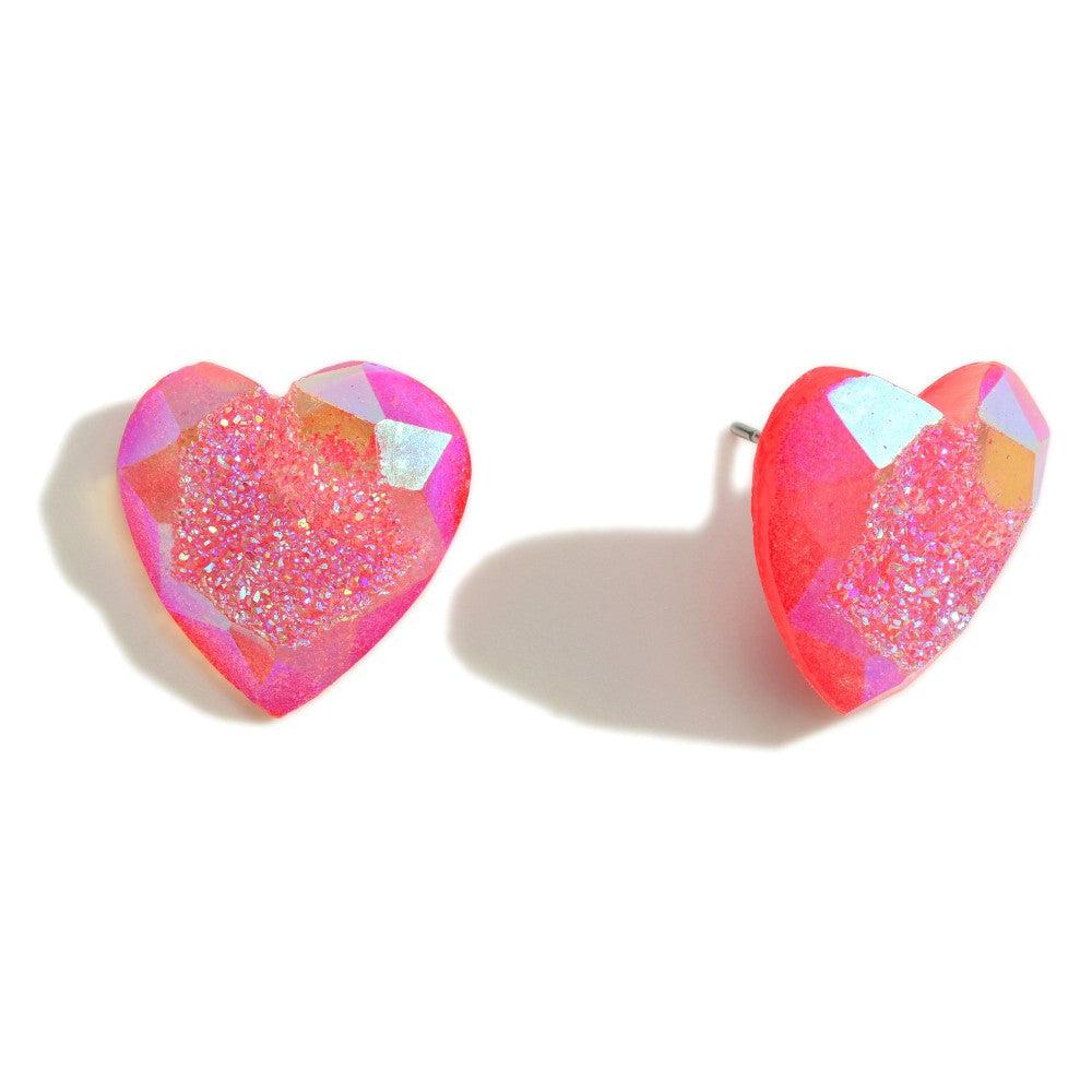 Shop Acrylic Druzy Heart Earrings-Earrings at Ruby Joy Boutique, a Women's Clothing Store in Pickerington, Ohio