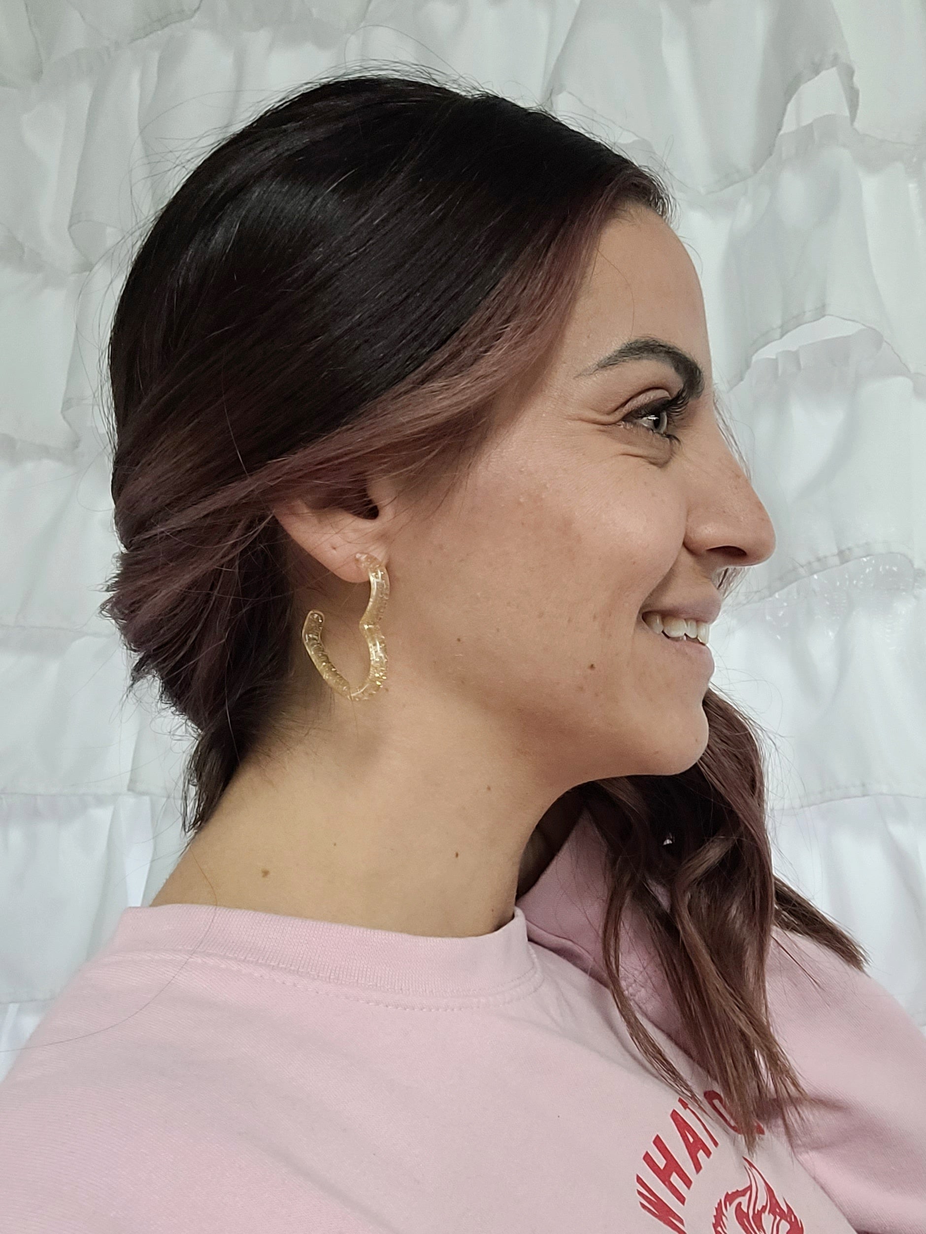 Shop Acrylic Heart Hoops-Earrings at Ruby Joy Boutique, a Women's Clothing Store in Pickerington, Ohio