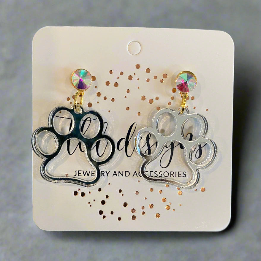 Shop Acrylic Paw Earrings-Silver at Ruby Joy Boutique, a Women's Clothing Store in Pickerington, Ohio
