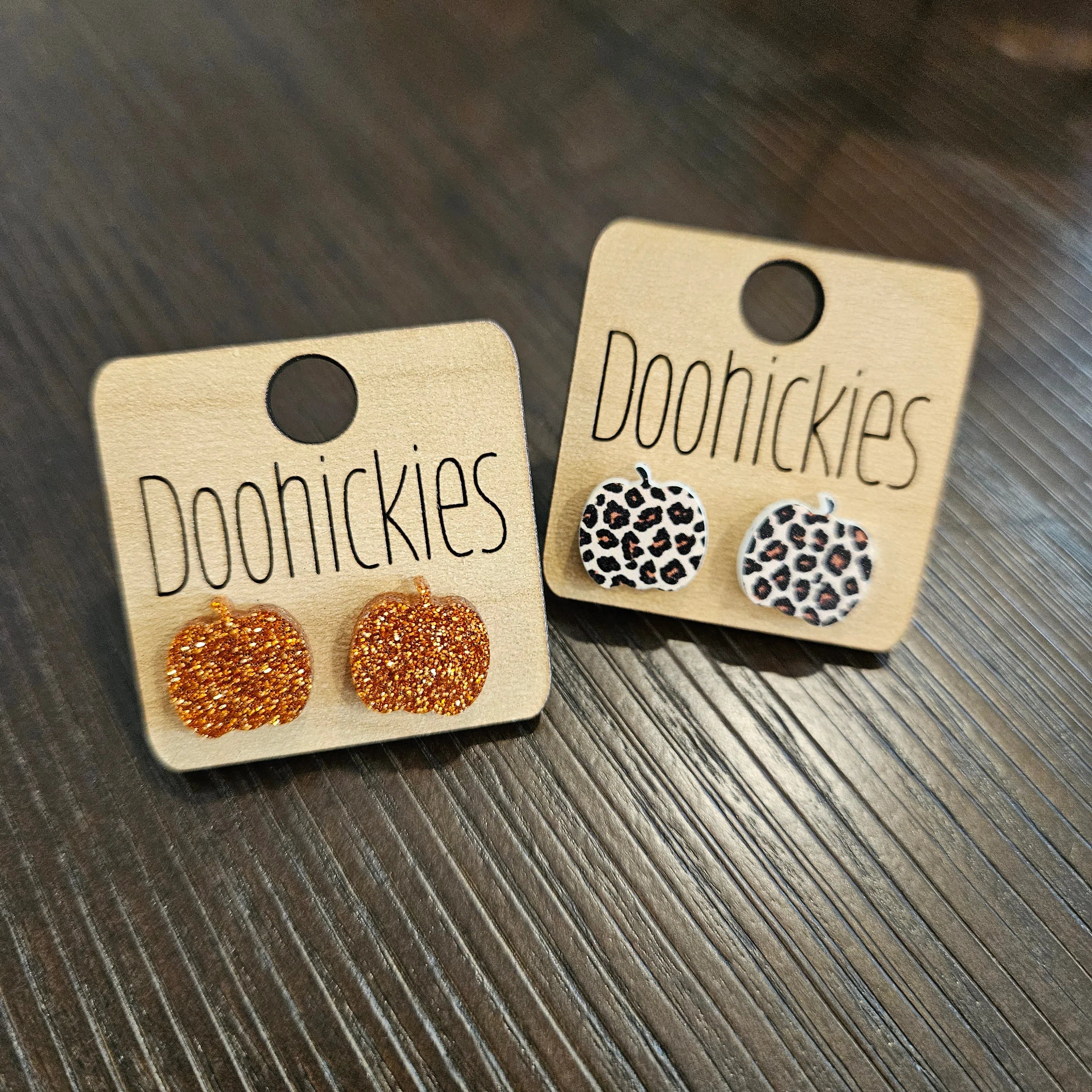 Shop Acrylic Pumpkin Earrings - Glitter or Leopard-Earrings at Ruby Joy Boutique, a Women's Clothing Store in Pickerington, Ohio