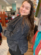 Shop Alexis Corded Crewneck Pullover - Black-sweatshirt at Ruby Joy Boutique, a Women's Clothing Store in Pickerington, Ohio