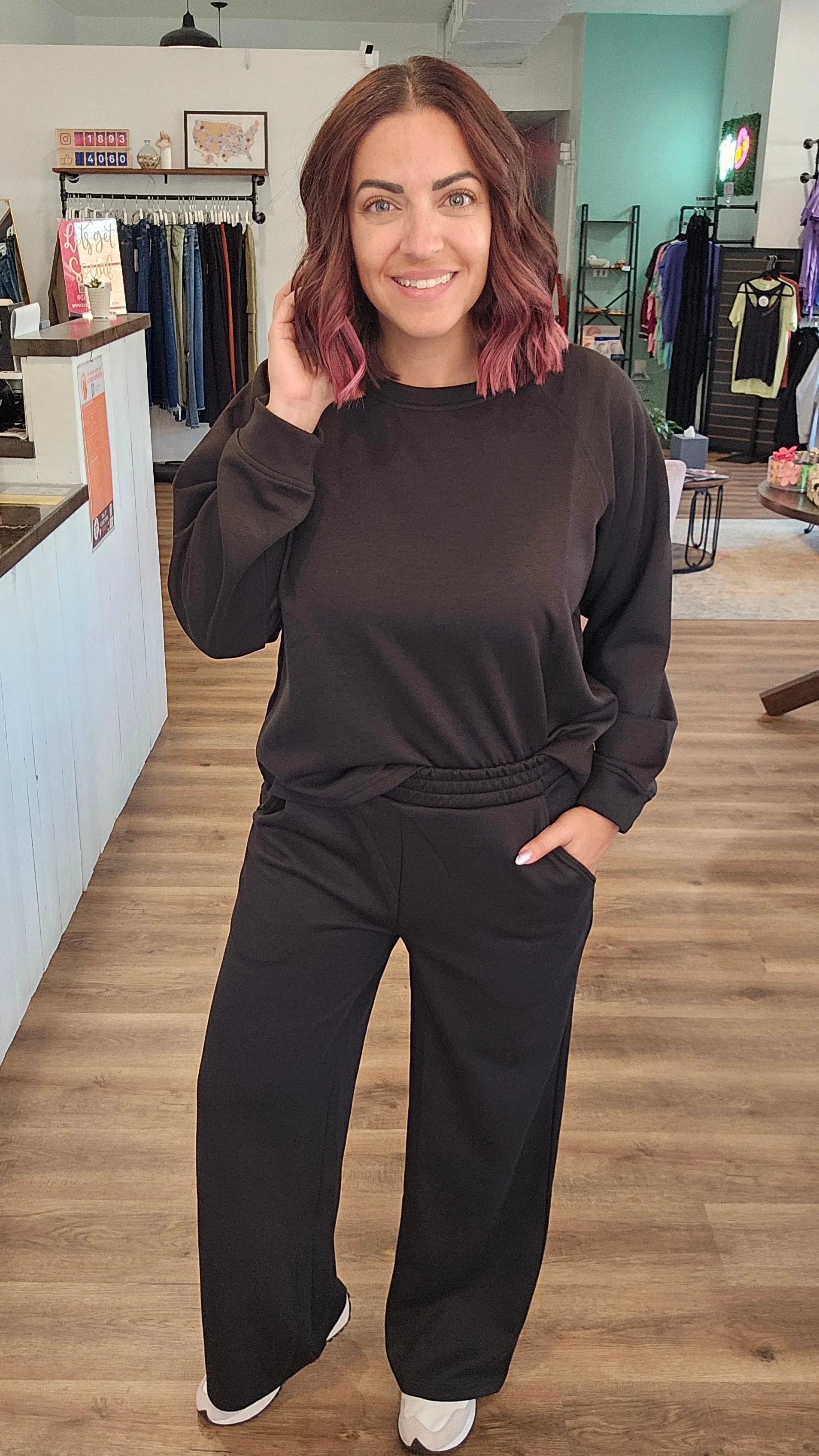 Shop All Day 2 Piece Scuba Set - Black- at Ruby Joy Boutique, a Women's Clothing Store in Pickerington, Ohio