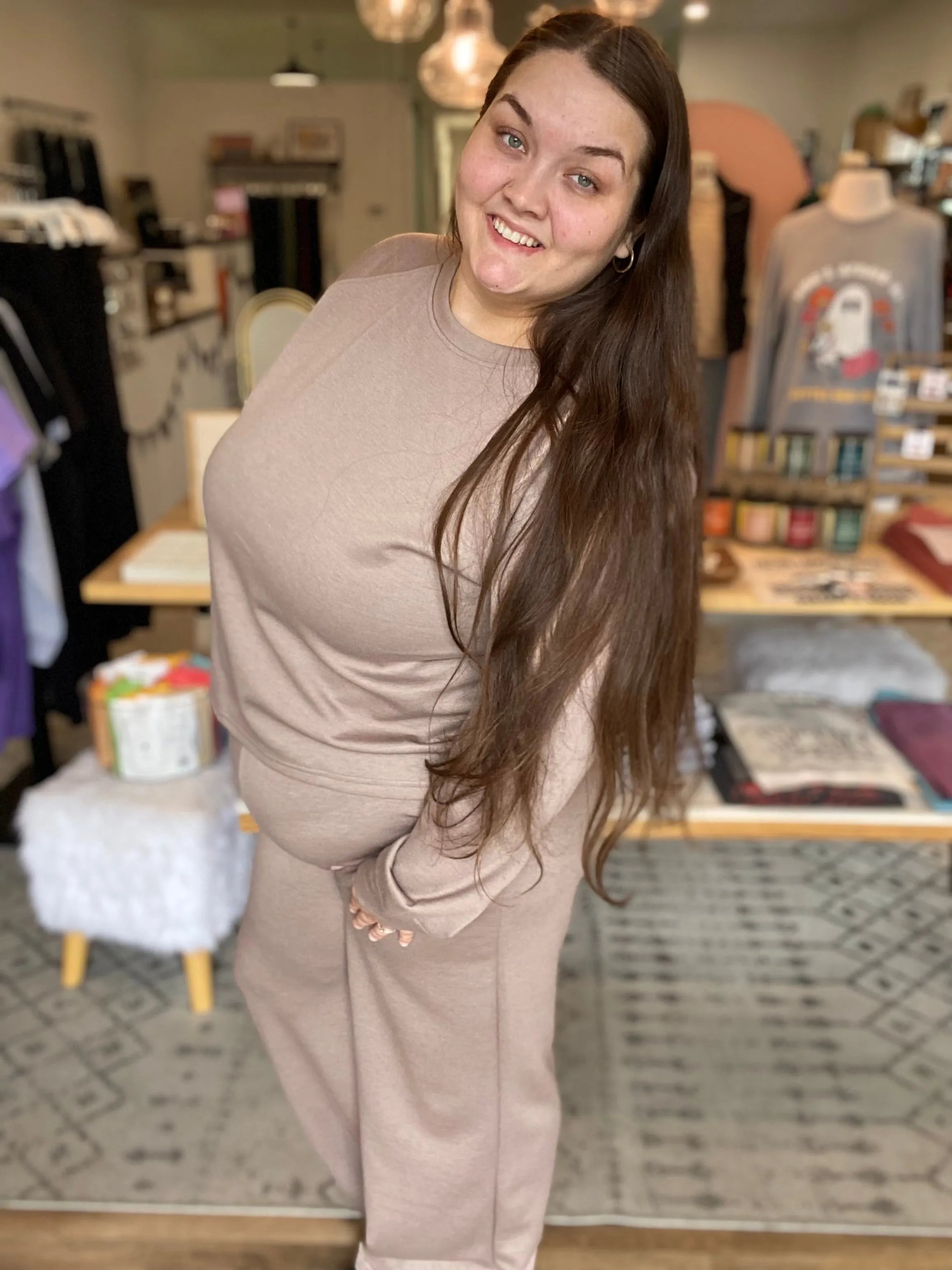 Shop All Day 2 Piece Scuba Set - Cocoa- at Ruby Joy Boutique, a Women's Clothing Store in Pickerington, Ohio