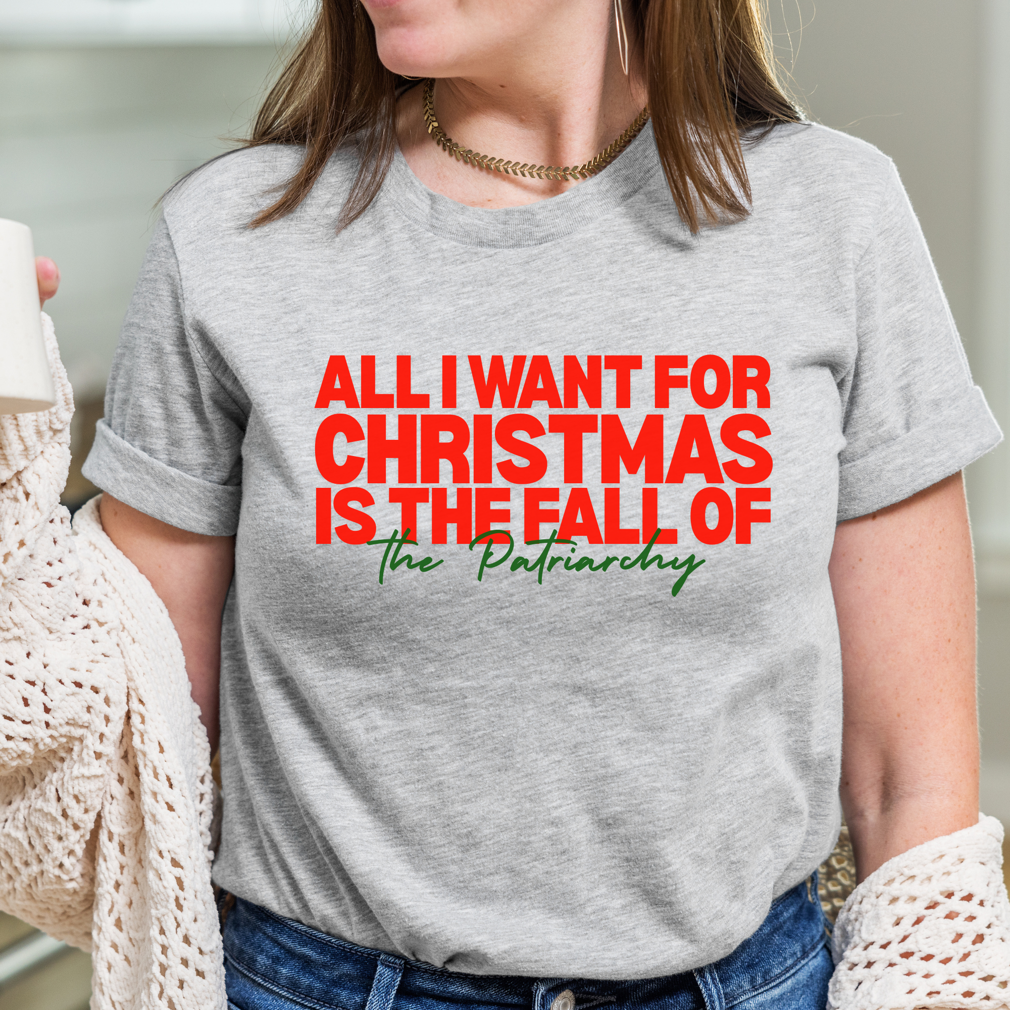 Shop All I Want For Christmas is The Fall of The Patriarchy Graphic Top- at Ruby Joy Boutique, a Women's Clothing Store in Pickerington, Ohio