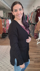 Shop Allie Open Cardigan - Black-Cardigan at Ruby Joy Boutique, a Women's Clothing Store in Pickerington, Ohio