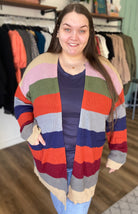 Shop Amanda Striped Cardigan-Shirts & Tops at Ruby Joy Boutique, a Women's Clothing Store in Pickerington, Ohio