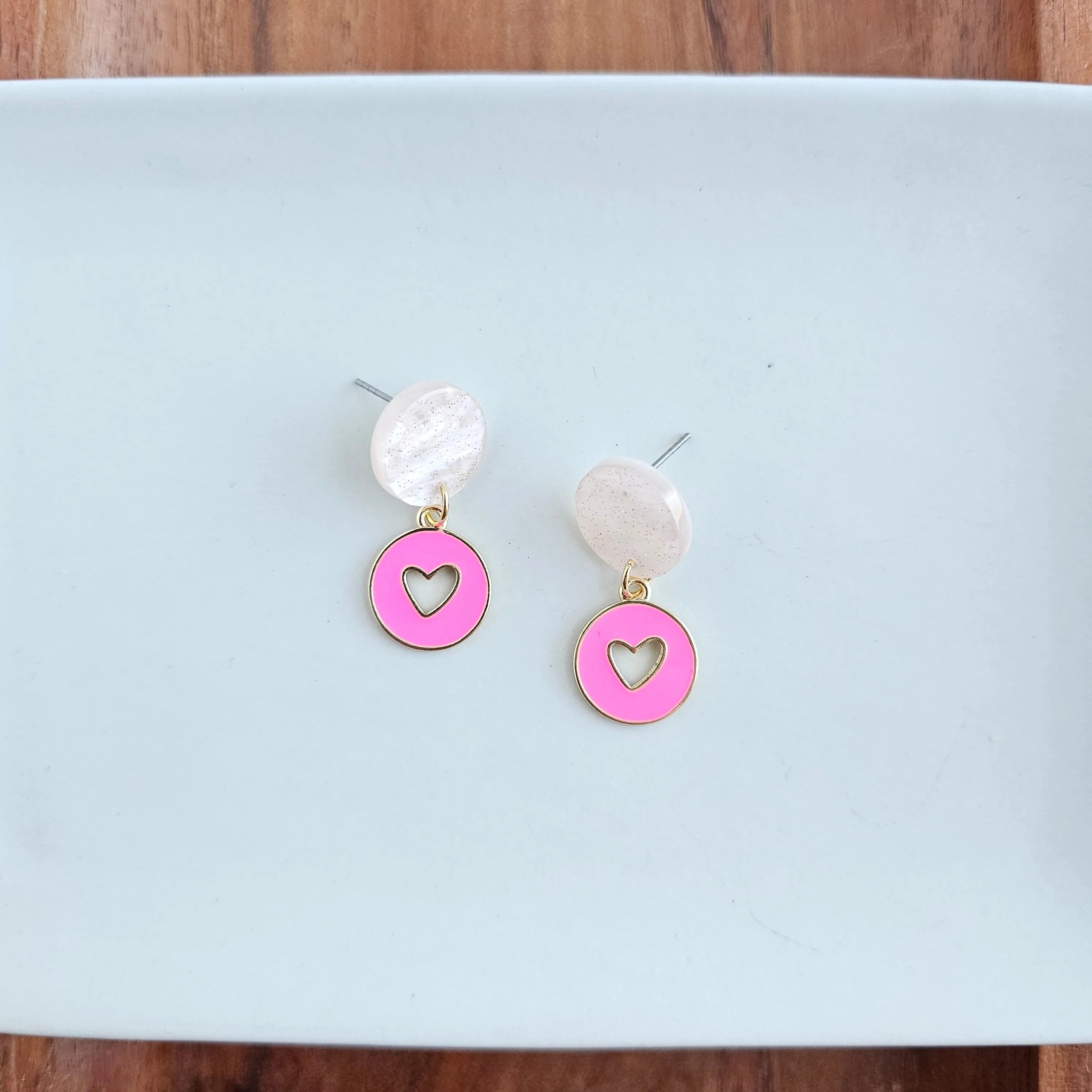 Shop Amora Heart Earrings - Pink- at Ruby Joy Boutique, a Women's Clothing Store in Pickerington, Ohio