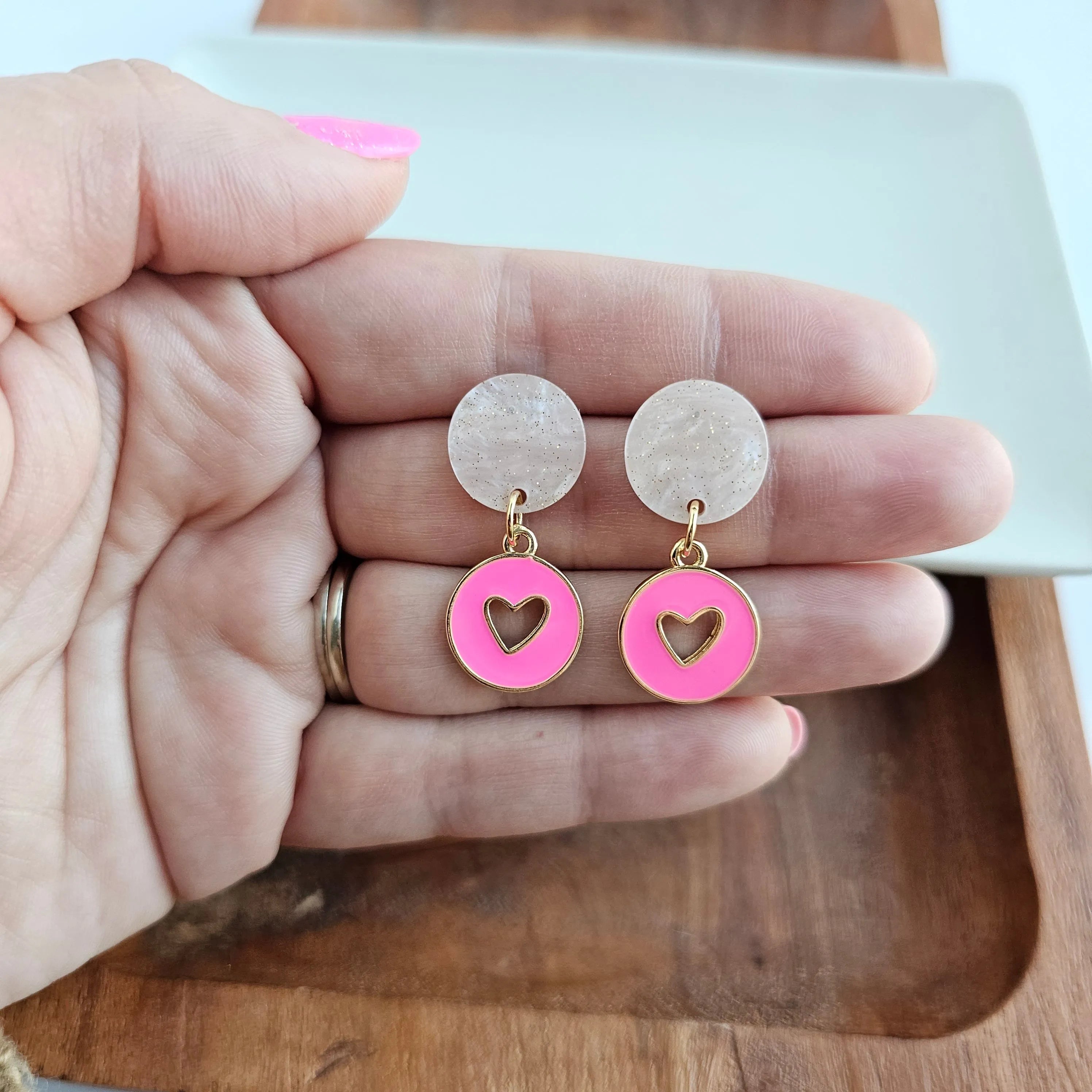 Shop Amora Heart Earrings - Pink- at Ruby Joy Boutique, a Women's Clothing Store in Pickerington, Ohio