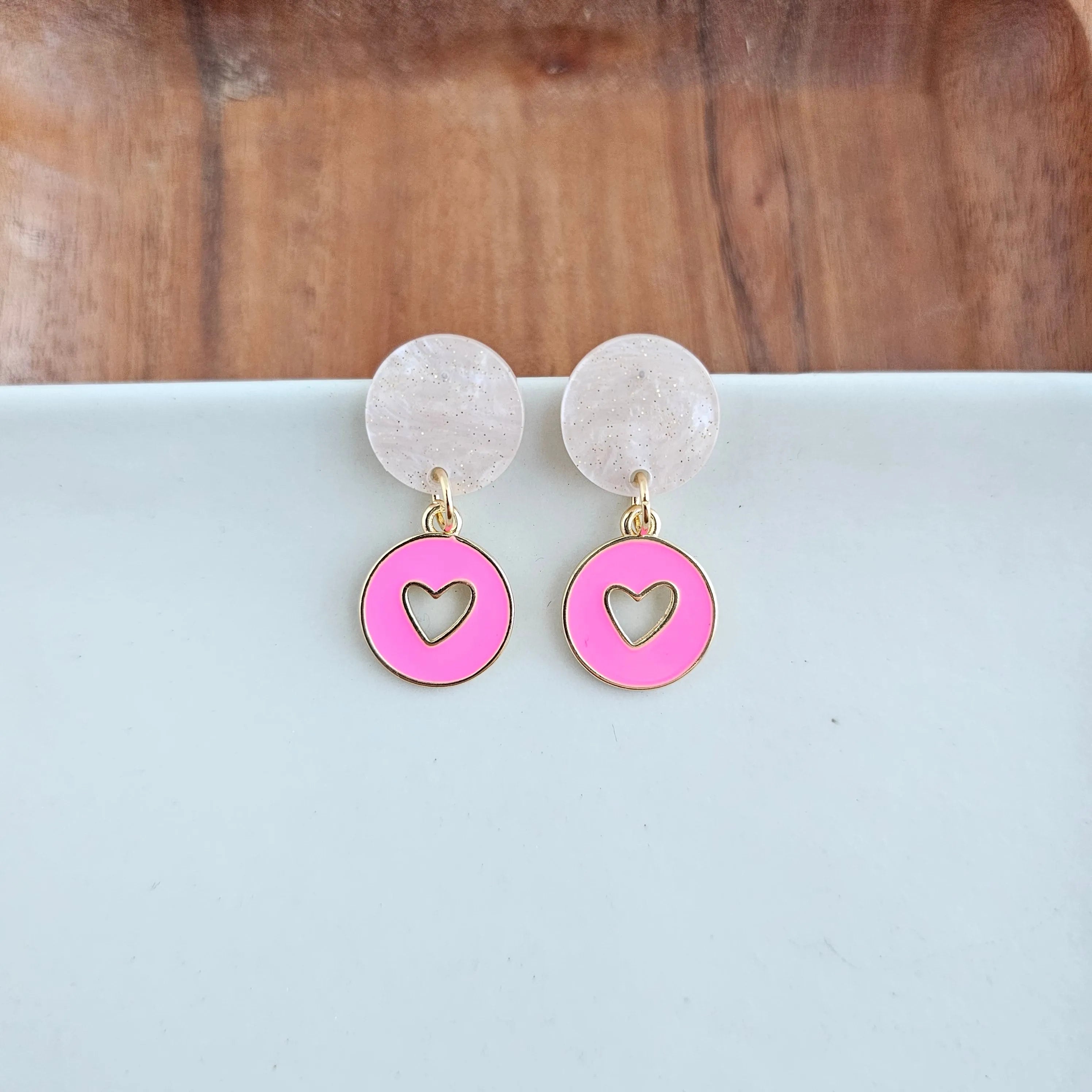 Shop Amora Heart Earrings - Pink- at Ruby Joy Boutique, a Women's Clothing Store in Pickerington, Ohio
