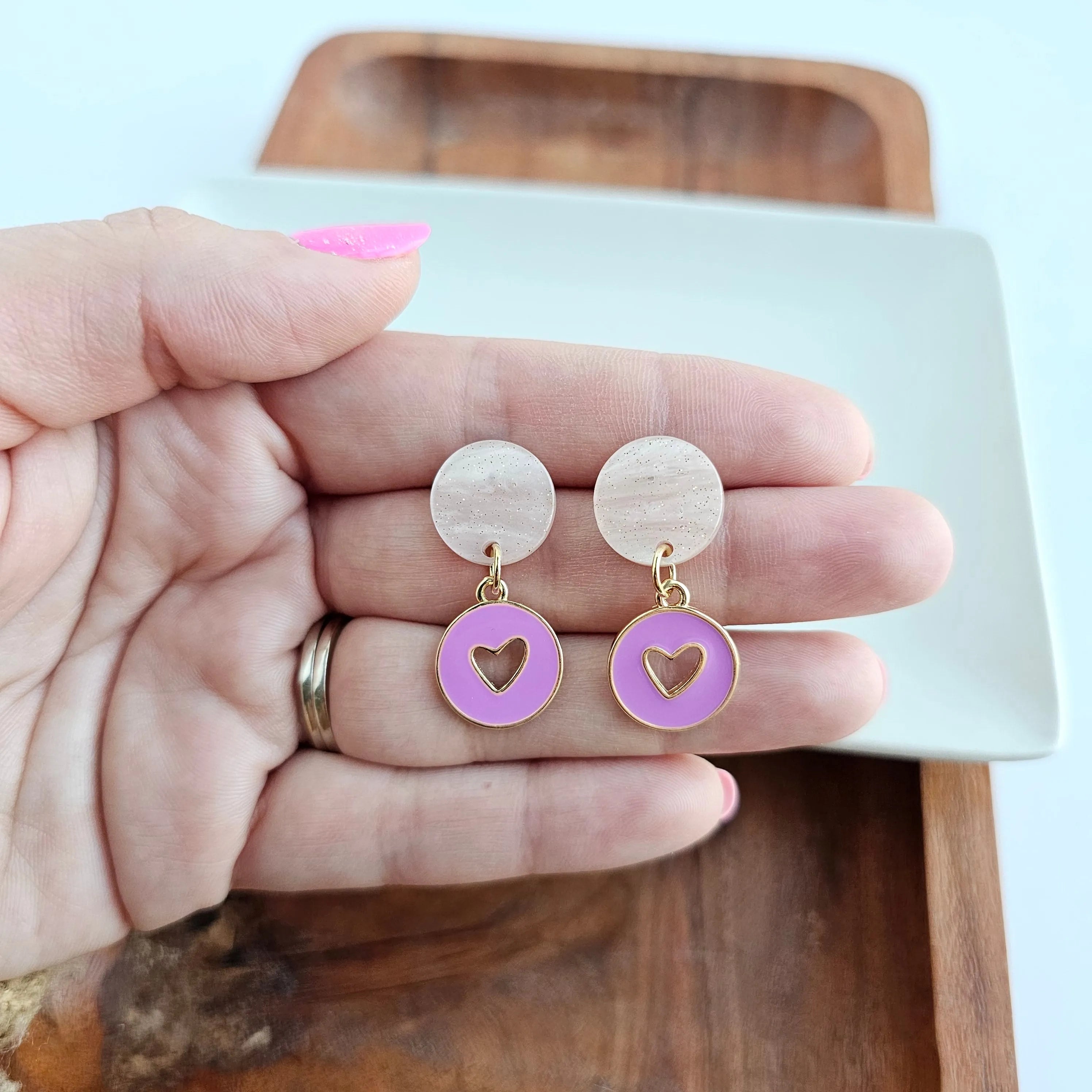 Shop Amora Heart Earrings - Purple- at Ruby Joy Boutique, a Women's Clothing Store in Pickerington, Ohio