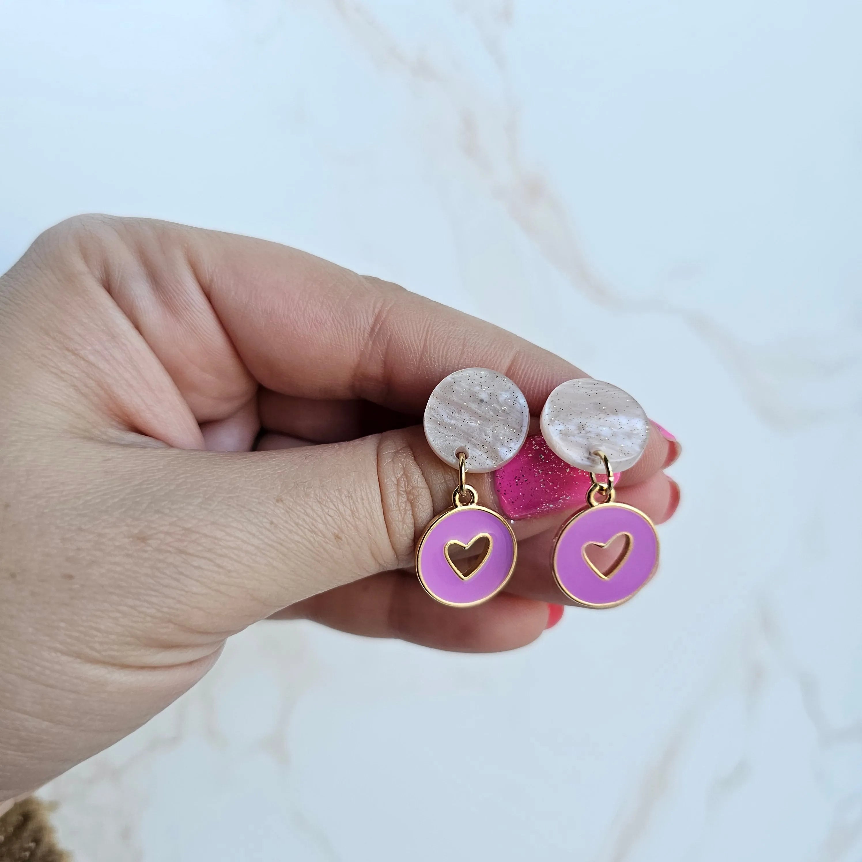 Shop Amora Heart Earrings - Purple- at Ruby Joy Boutique, a Women's Clothing Store in Pickerington, Ohio