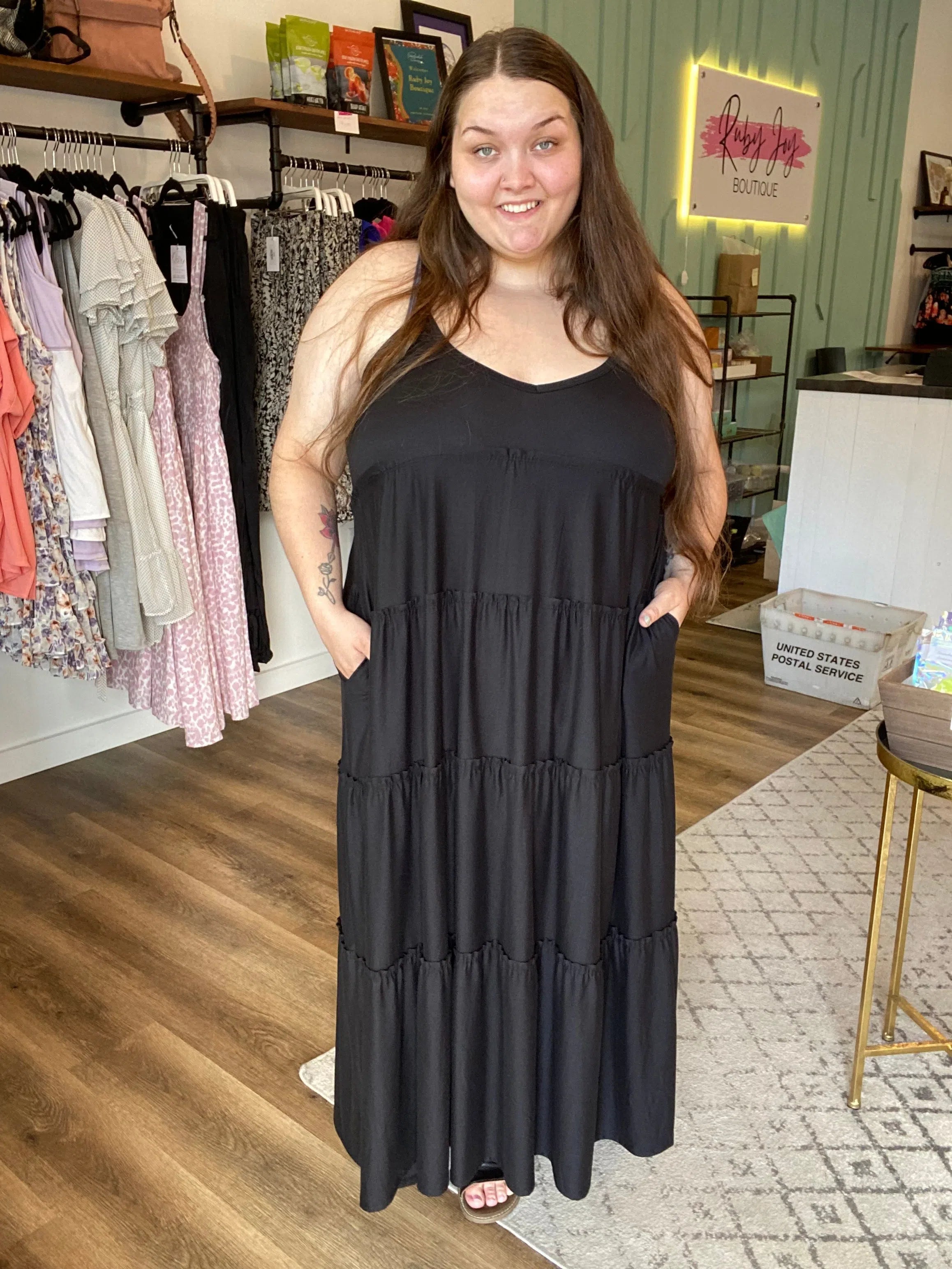 Shop Anni Tiered Maxi Dress - Black-Dresses at Ruby Joy Boutique, a Women's Clothing Store in Pickerington, Ohio