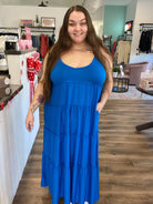 Shop Anni Tiered Maxi Dress - Ocean Blue-Dresses at Ruby Joy Boutique, a Women's Clothing Store in Pickerington, Ohio
