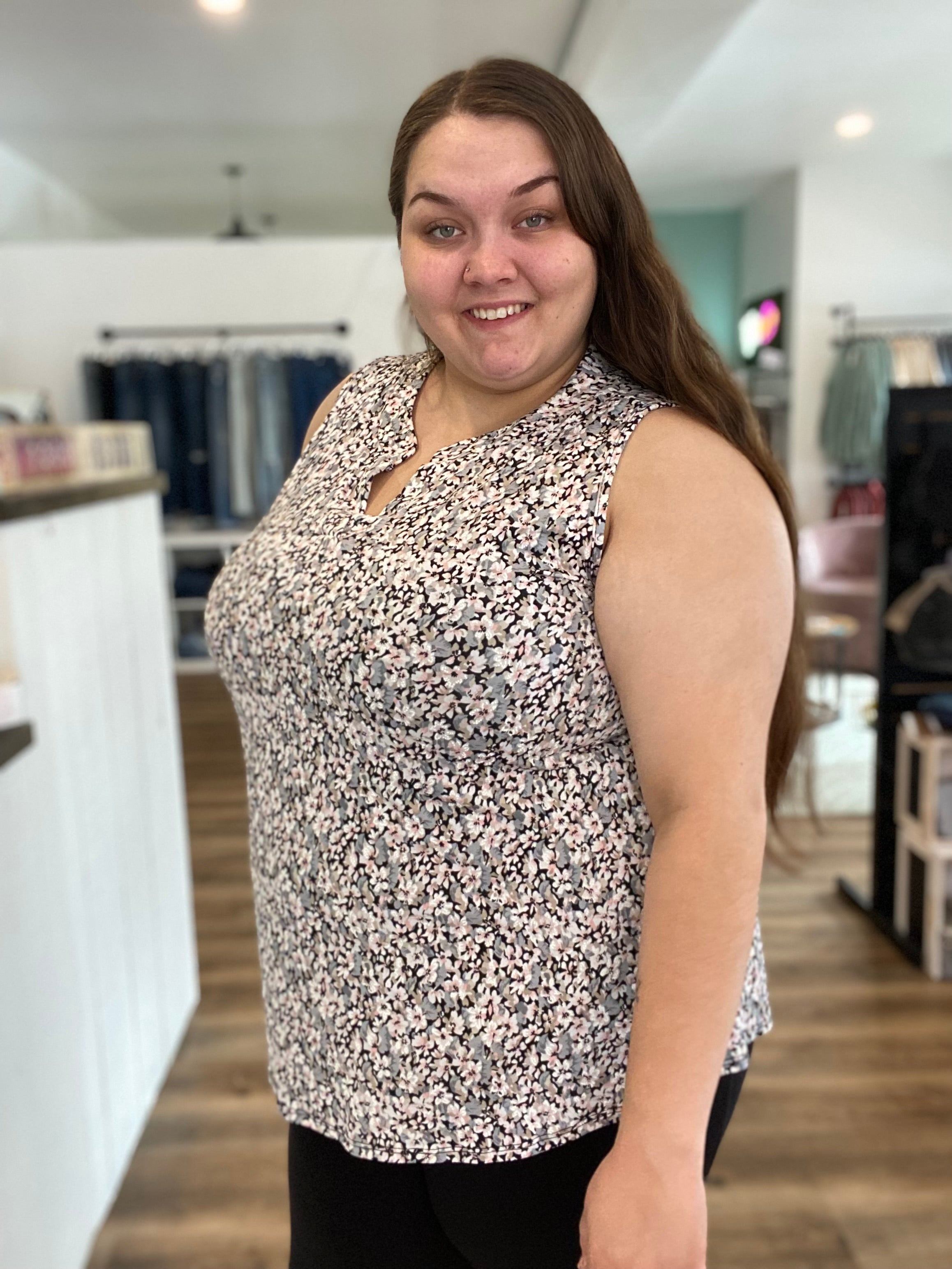 Shop Ansley Textured Floral Tank-Shirts & Tops at Ruby Joy Boutique, a Women's Clothing Store in Pickerington, Ohio