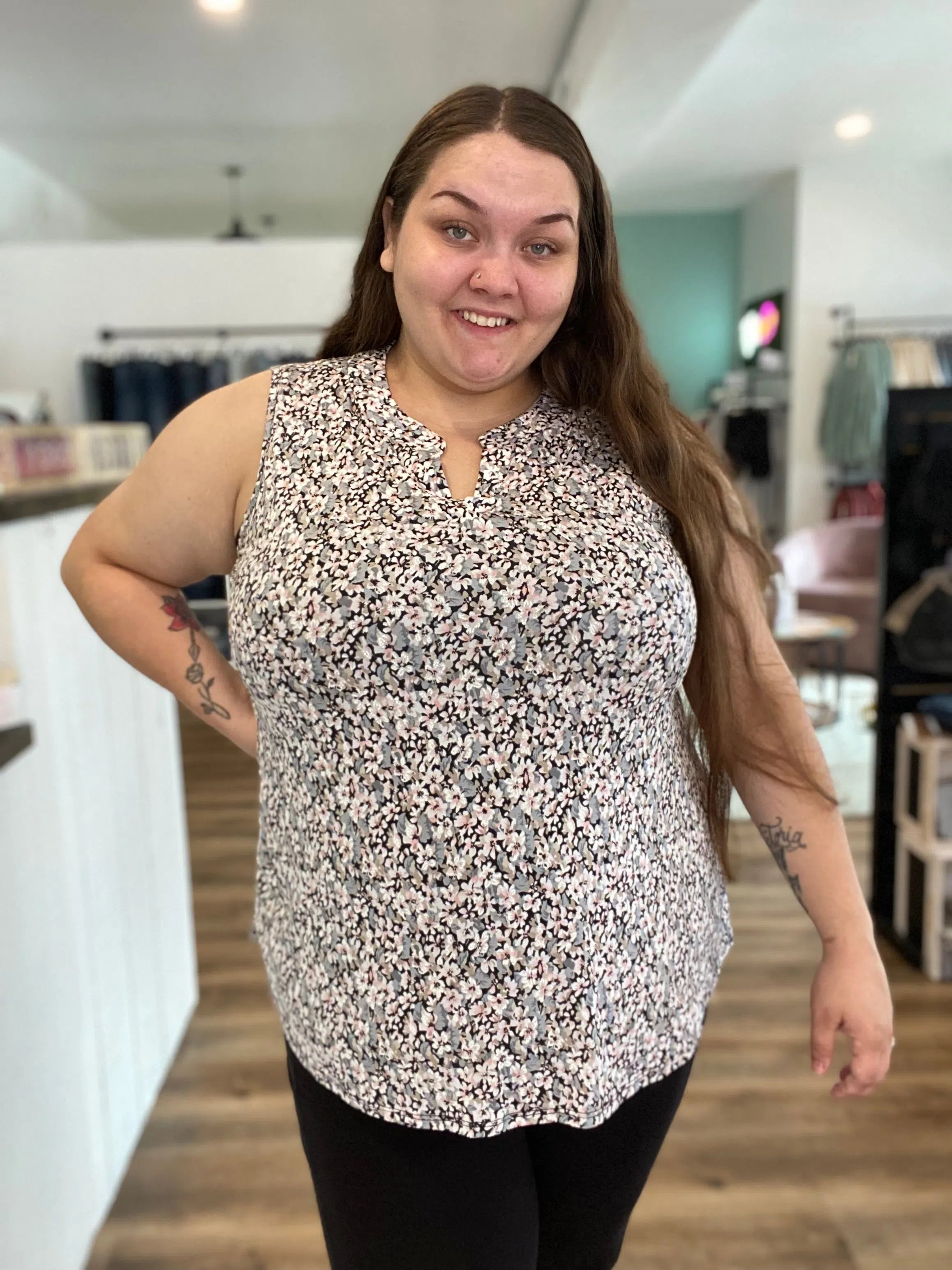 Shop Ansley Textured Floral Tank-Shirts & Tops at Ruby Joy Boutique, a Women's Clothing Store in Pickerington, Ohio