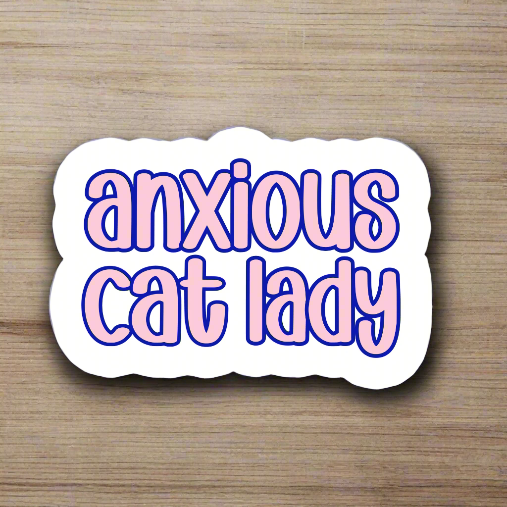 Shop Anxious Cat Lady Waterproof Vinyl Sticker- at Ruby Joy Boutique, a Women's Clothing Store in Pickerington, Ohio