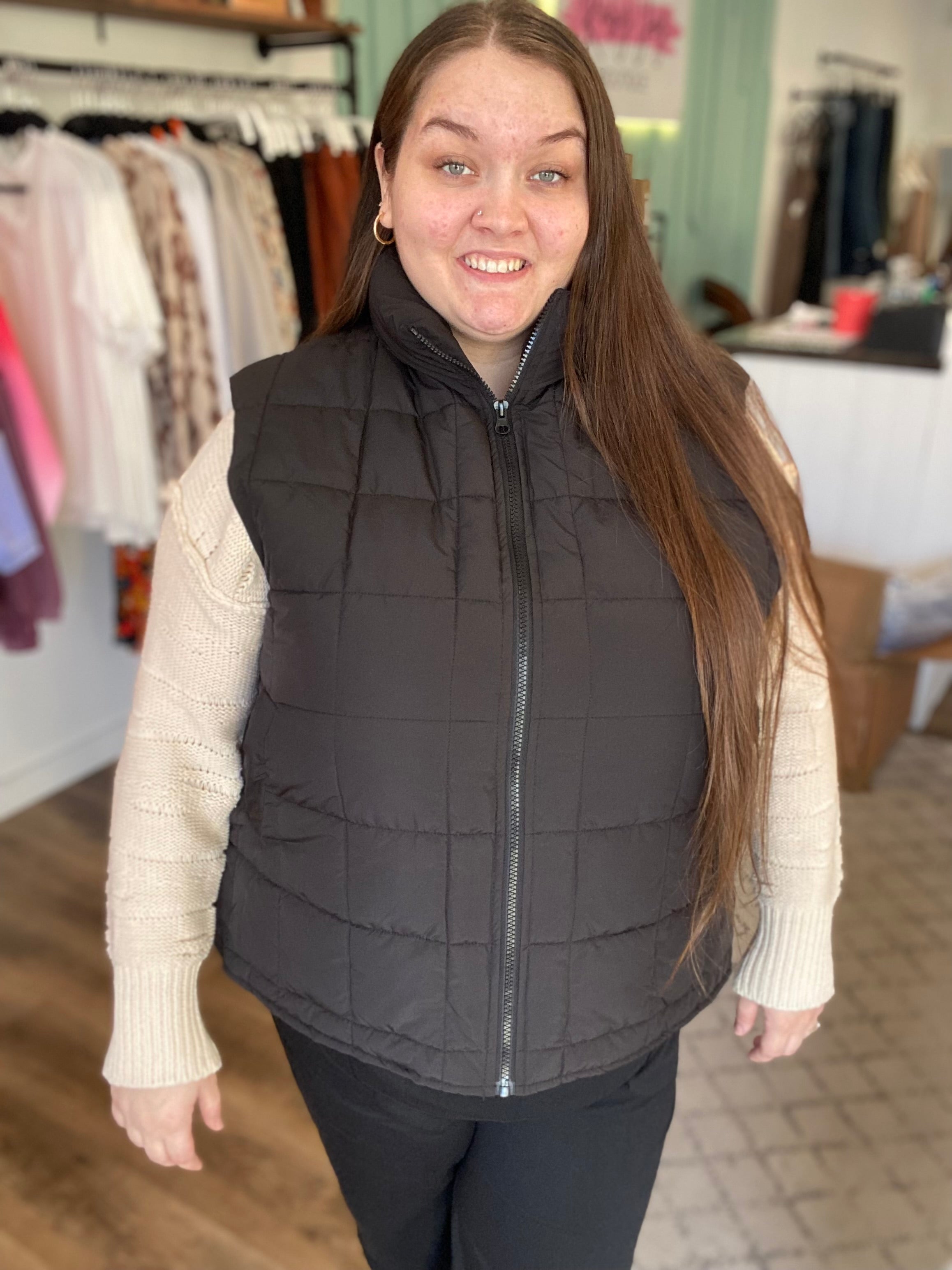 Shop Aspen Quilted Puffer Vest-Vest at Ruby Joy Boutique, a Women's Clothing Store in Pickerington, Ohio