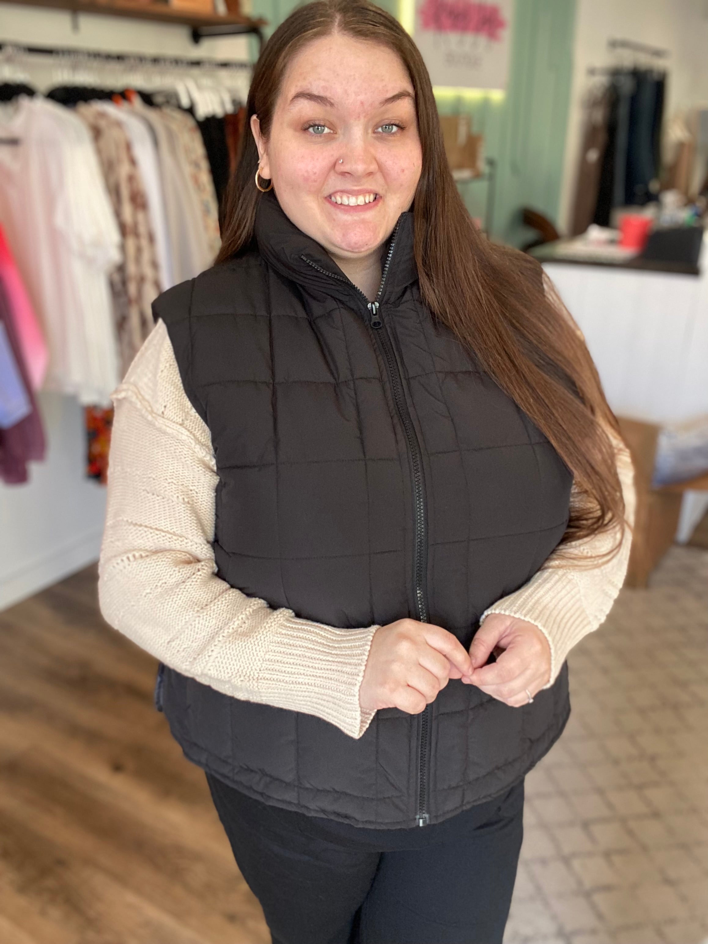 Shop Aspen Quilted Puffer Vest-Vest at Ruby Joy Boutique, a Women's Clothing Store in Pickerington, Ohio