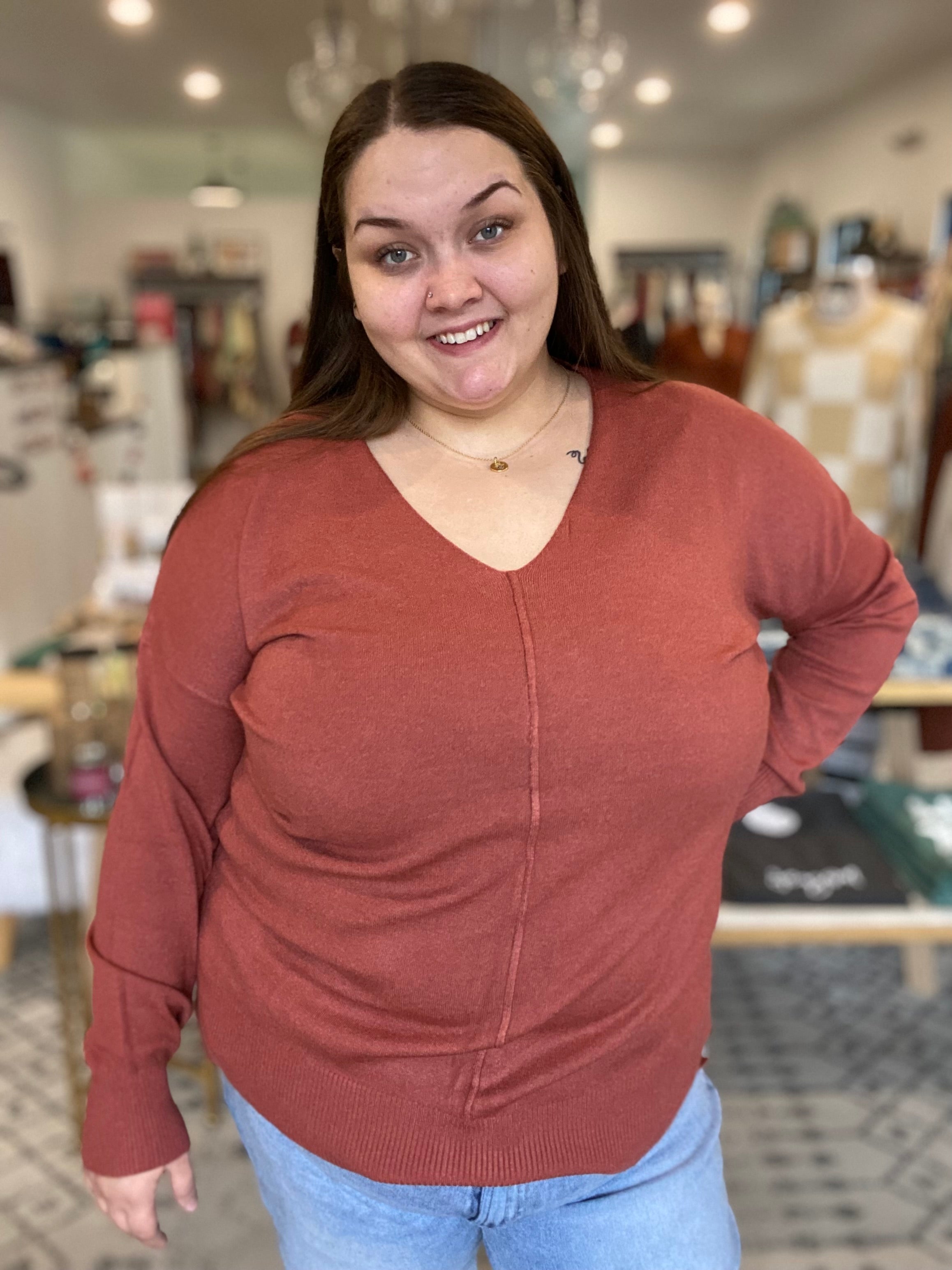 Shop Autumn Garment Dyed Sweater - Rust-Sweater at Ruby Joy Boutique, a Women's Clothing Store in Pickerington, Ohio