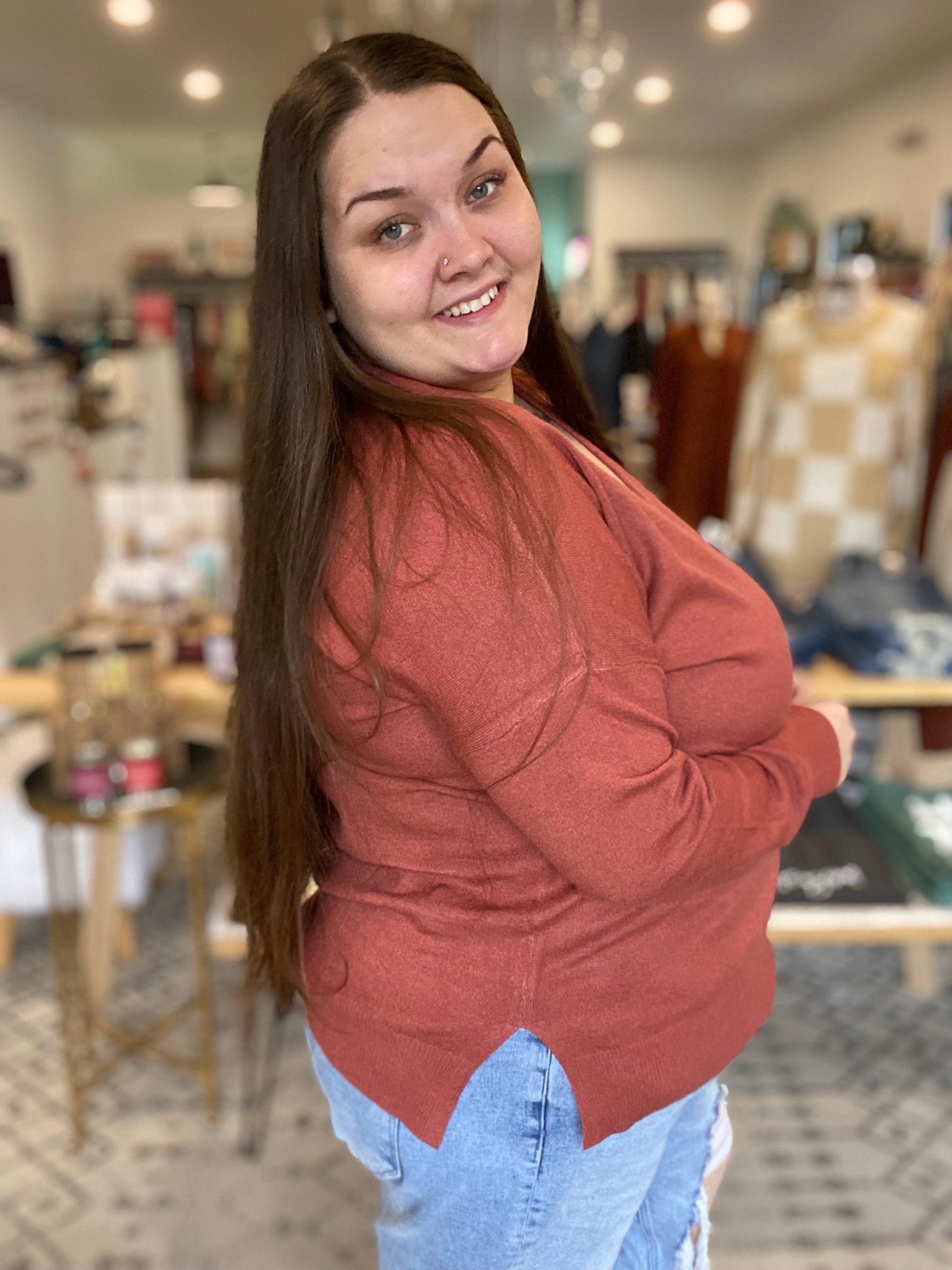 Shop Autumn Garment Dyed Sweater - Rust-Sweater at Ruby Joy Boutique, a Women's Clothing Store in Pickerington, Ohio