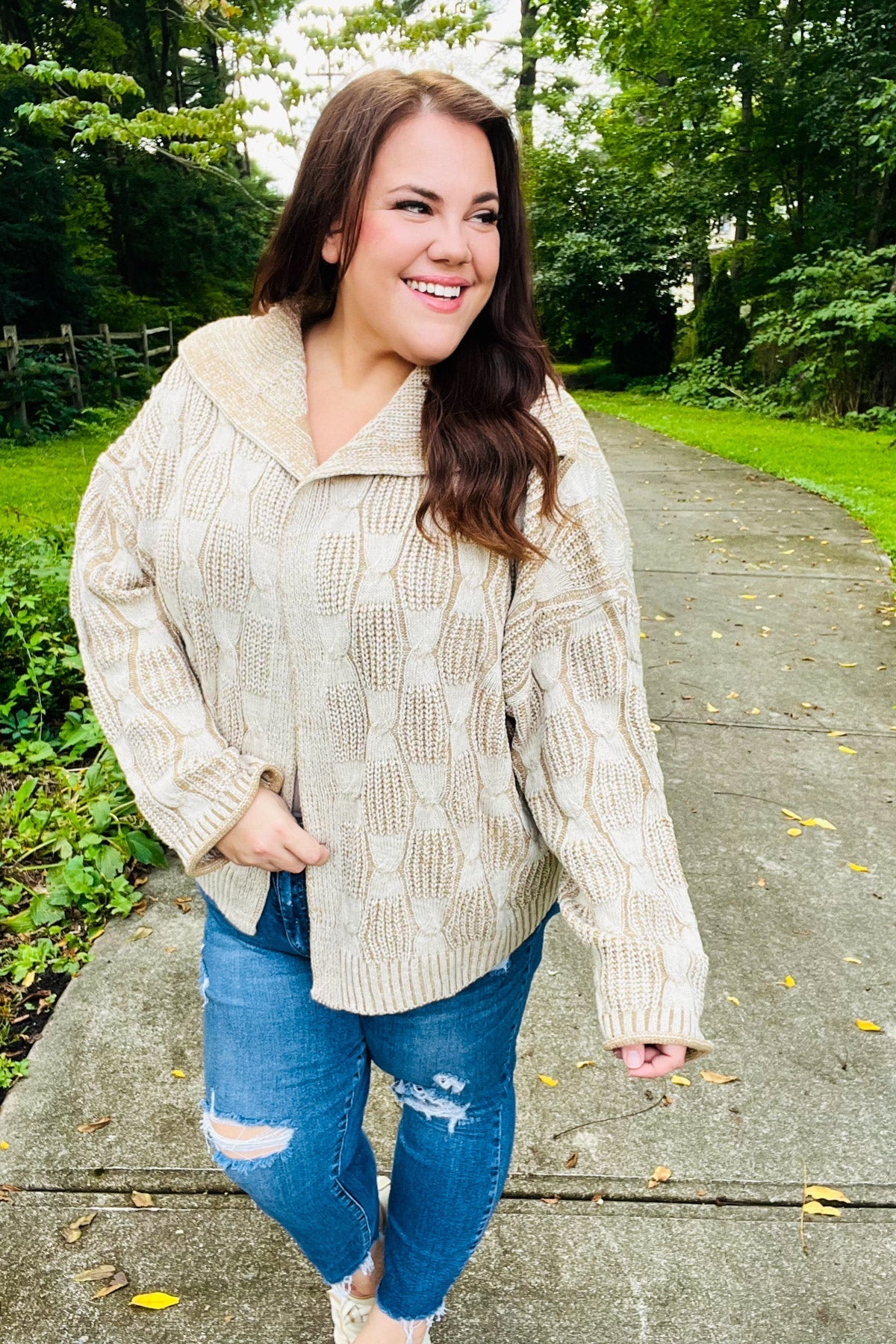 Shop Autumn Vibes Cable Knit Cardigan-Cardigan at Ruby Joy Boutique, a Women's Clothing Store in Pickerington, Ohio