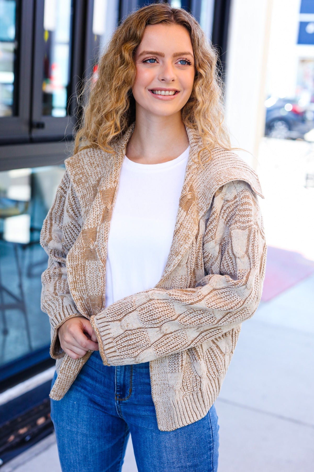 Shop Autumn Vibes Cable Knit Cardigan-Cardigan at Ruby Joy Boutique, a Women's Clothing Store in Pickerington, Ohio