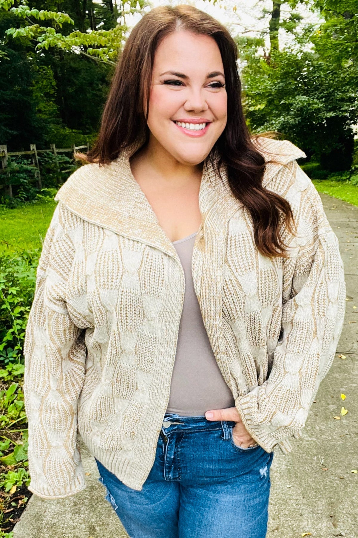 Shop Autumn Vibes Cable Knit Cardigan-Cardigan at Ruby Joy Boutique, a Women's Clothing Store in Pickerington, Ohio