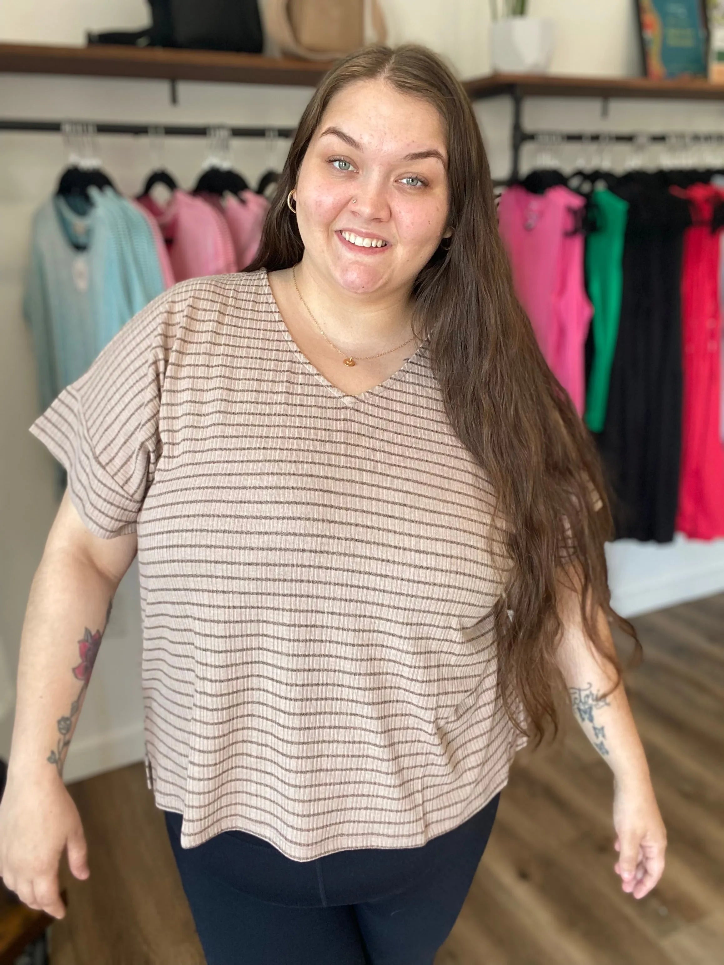 Shop Averi Striped Dolman Top- at Ruby Joy Boutique, a Women's Clothing Store in Pickerington, Ohio