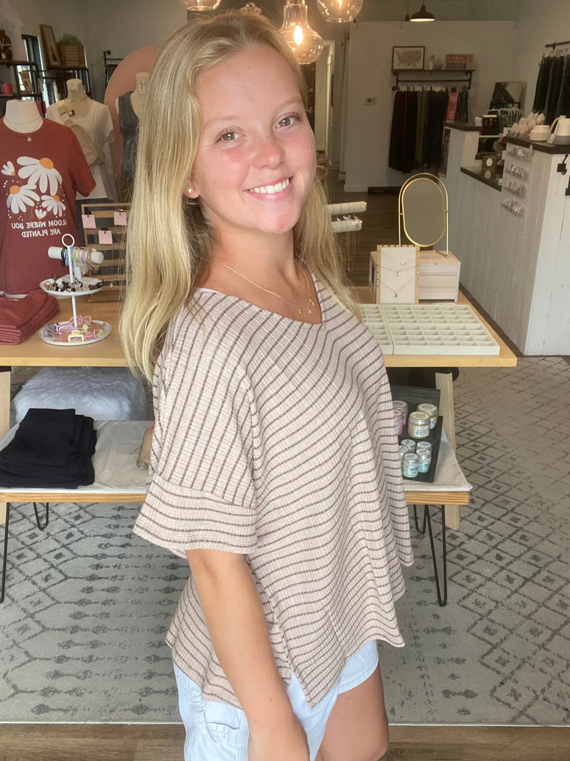 Shop Averi Striped Dolman Top- at Ruby Joy Boutique, a Women's Clothing Store in Pickerington, Ohio