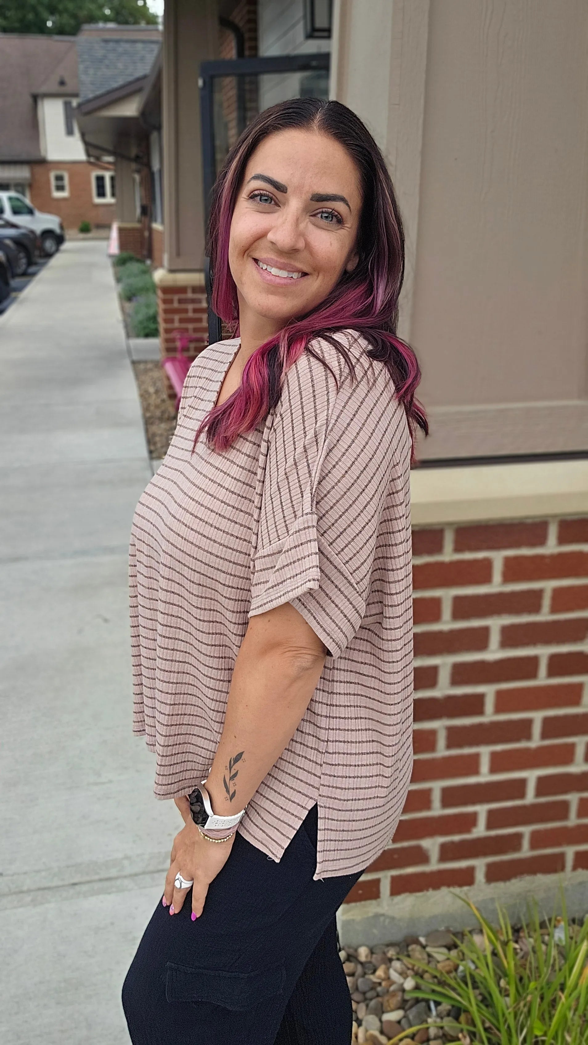 Shop Averi Striped Dolman Top- at Ruby Joy Boutique, a Women's Clothing Store in Pickerington, Ohio