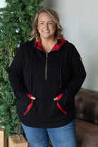 Shop Avery Accent HalfZip Hoodie - Buffalo Plaid-Hoodie at Ruby Joy Boutique, a Women's Clothing Store in Pickerington, Ohio