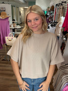 Shop Baby Waffle Knit Boxy Top - Light Cocoa- at Ruby Joy Boutique, a Women's Clothing Store in Pickerington, Ohio