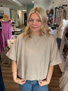 Shop Baby Waffle Knit Boxy Top - Light Cocoa- at Ruby Joy Boutique, a Women's Clothing Store in Pickerington, Ohio