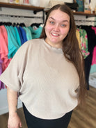 Shop Baby Waffle Knit Boxy Top - Light Cocoa- at Ruby Joy Boutique, a Women's Clothing Store in Pickerington, Ohio