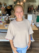 Shop Baby Waffle Knit Boxy Top - Light Cocoa- at Ruby Joy Boutique, a Women's Clothing Store in Pickerington, Ohio