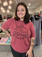 Shop Be A Nice Human Graphic Tee-Graphic Tee at Ruby Joy Boutique, a Women's Clothing Store in Pickerington, Ohio