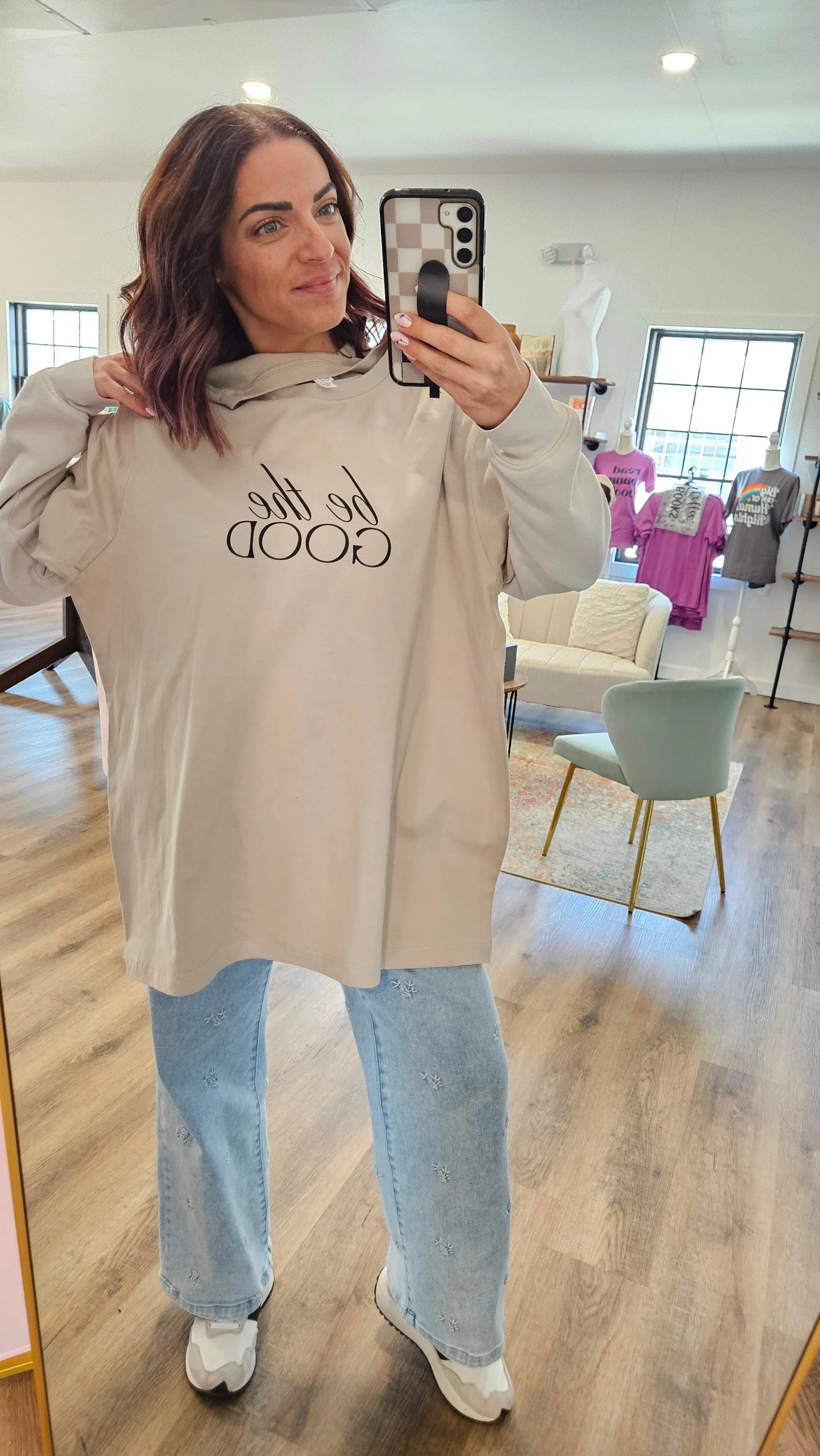 Shop Be The GOOD Graphic Top- at Ruby Joy Boutique, a Women's Clothing Store in Pickerington, Ohio
