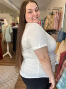 Shop Bella Casual Tee - Dove White-Shirts at Ruby Joy Boutique, a Women's Clothing Store in Pickerington, Ohio