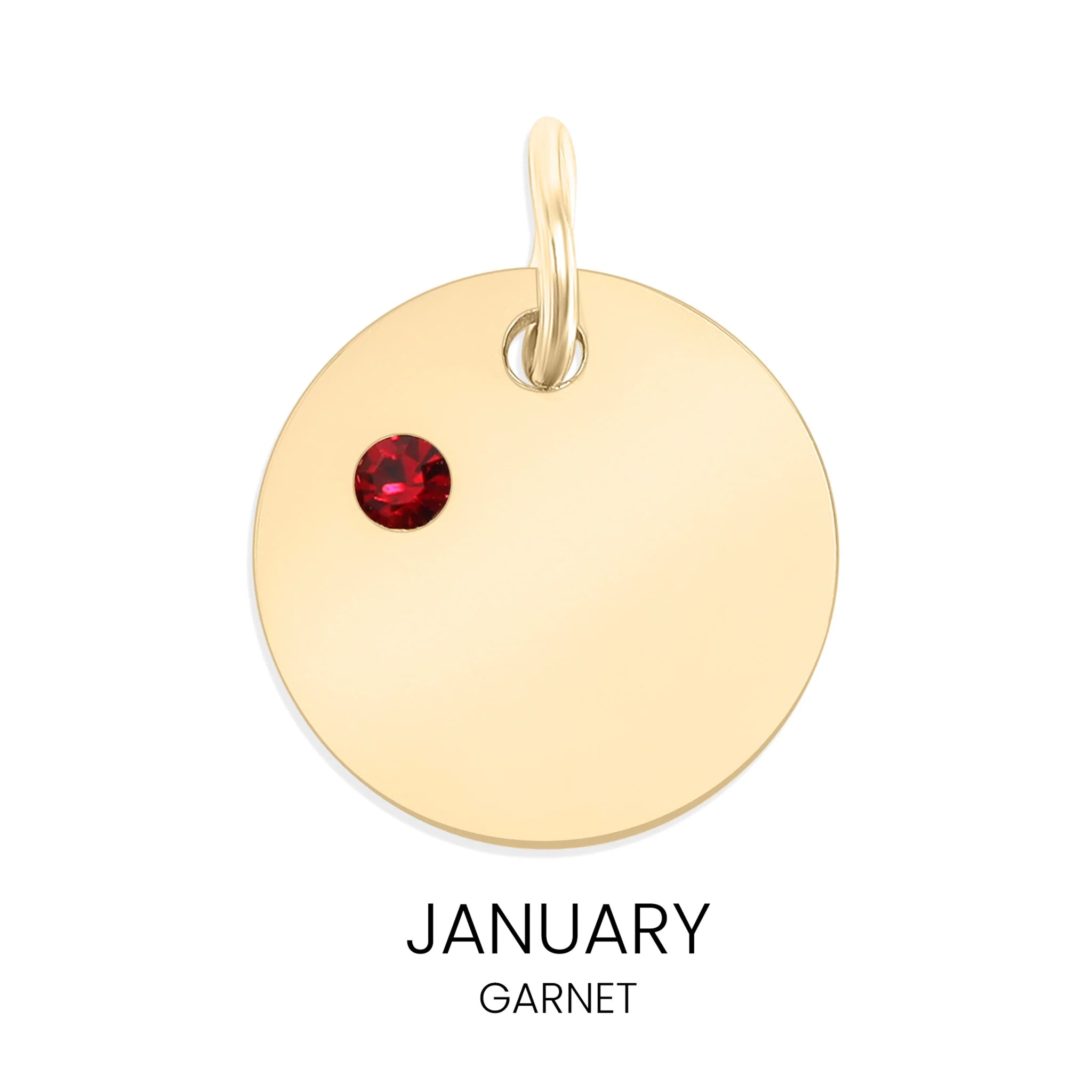 Shop Birthstone Disc Charm-January/Garnet at Ruby Joy Boutique, a Women's Clothing Store in Pickerington, Ohio