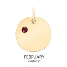 Shop Birthstone Disc Charm-February/Amethyst at Ruby Joy Boutique, a Women's Clothing Store in Pickerington, Ohio