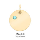 Shop Birthstone Disc Charm-March/Aquamarine at Ruby Joy Boutique, a Women's Clothing Store in Pickerington, Ohio