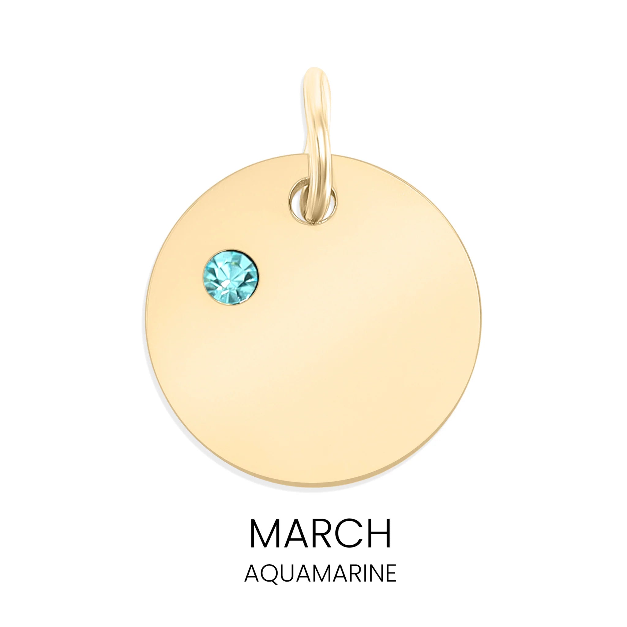 Shop Birthstone Disc Charm-March/Aquamarine at Ruby Joy Boutique, a Women's Clothing Store in Pickerington, Ohio