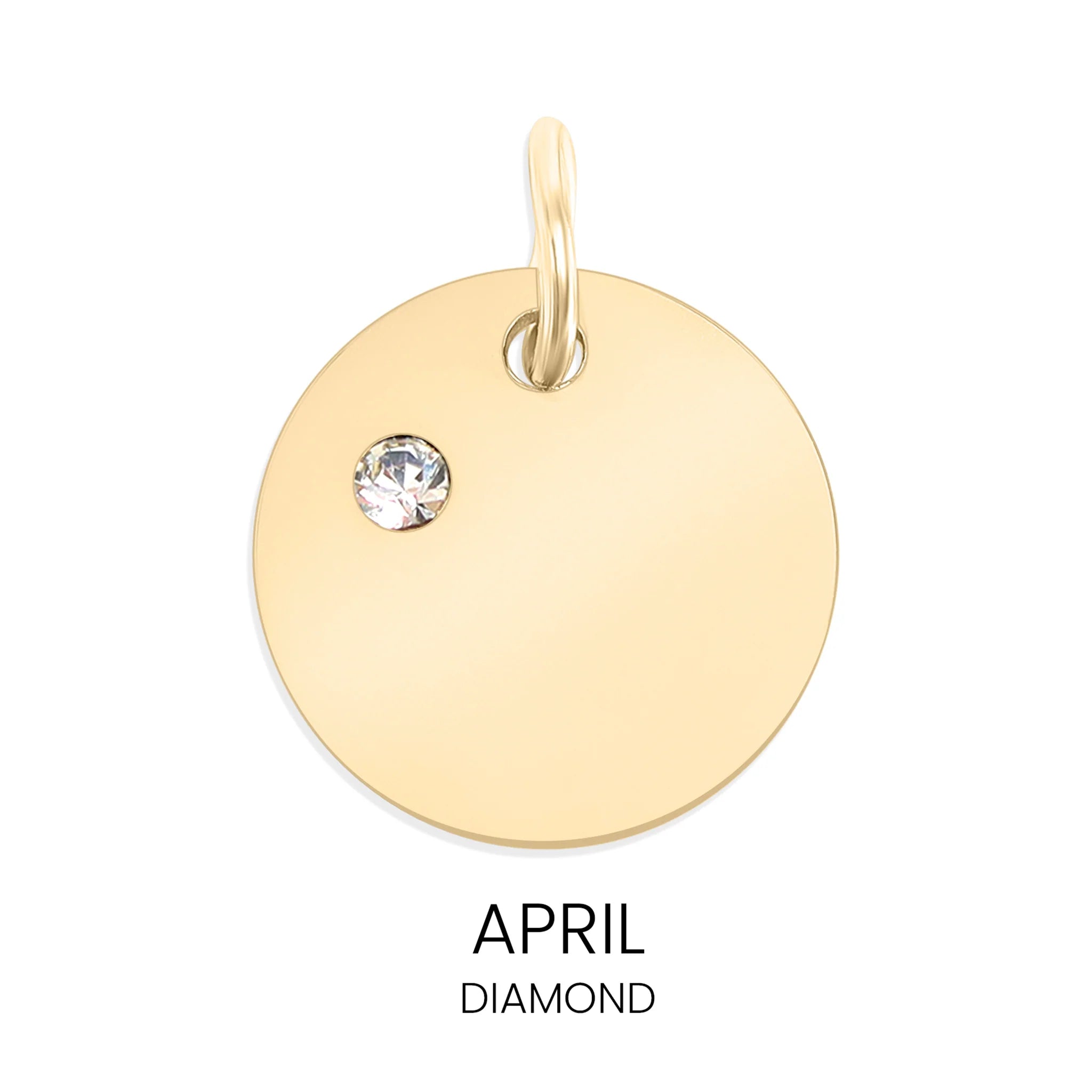 Shop Birthstone Disc Charm-April/Diamond at Ruby Joy Boutique, a Women's Clothing Store in Pickerington, Ohio