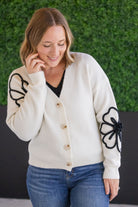 Shop Black Floral Sweater Cardigan-Cardigan at Ruby Joy Boutique, a Women's Clothing Store in Pickerington, Ohio