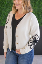 Shop Black Floral Sweater Cardigan-Cardigan at Ruby Joy Boutique, a Women's Clothing Store in Pickerington, Ohio