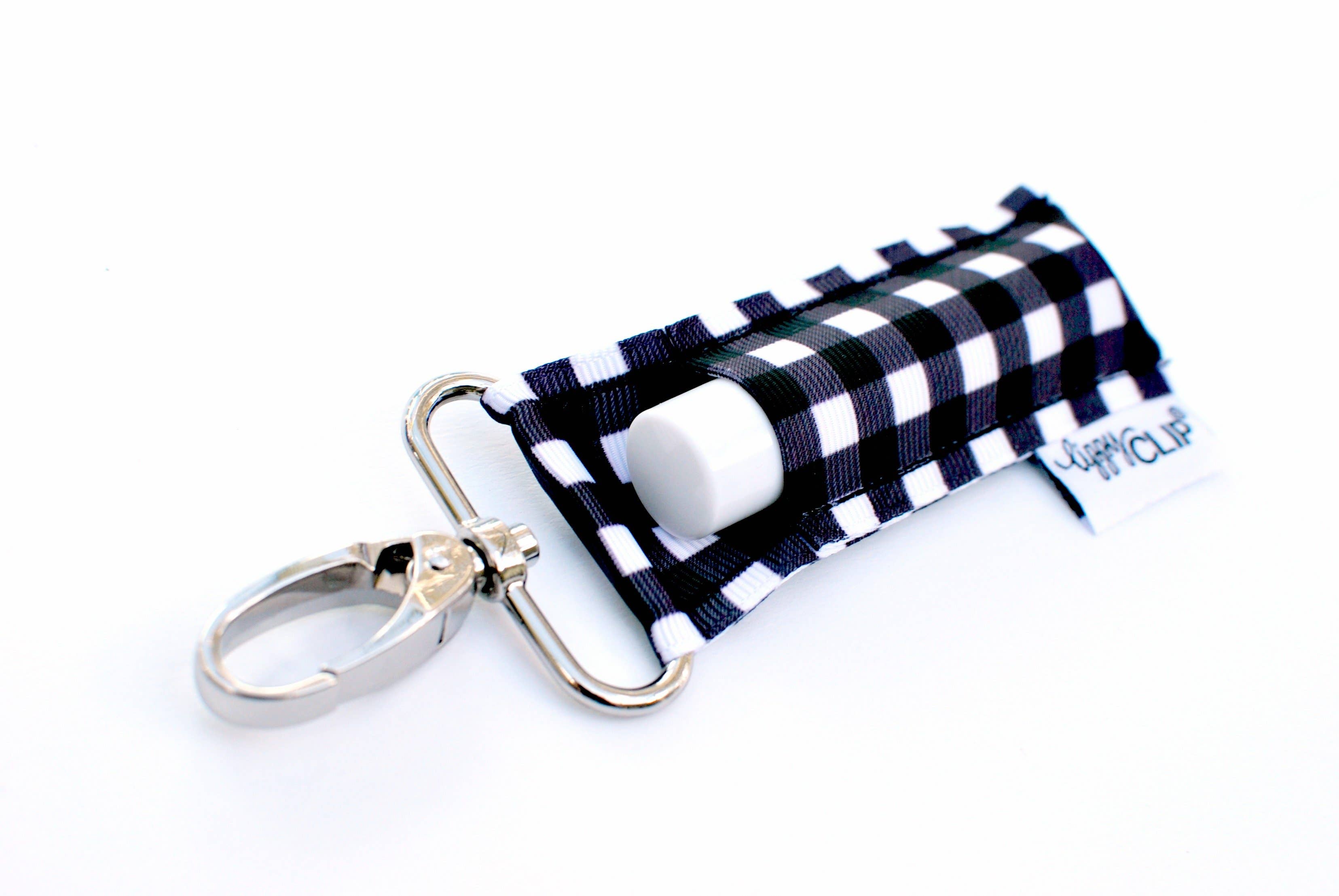 Shop Black and White Buffalo Check LippyClip® - Lip Balm Holder for Chapstick-Keychains at Ruby Joy Boutique, a Women's Clothing Store in Pickerington, Ohio
