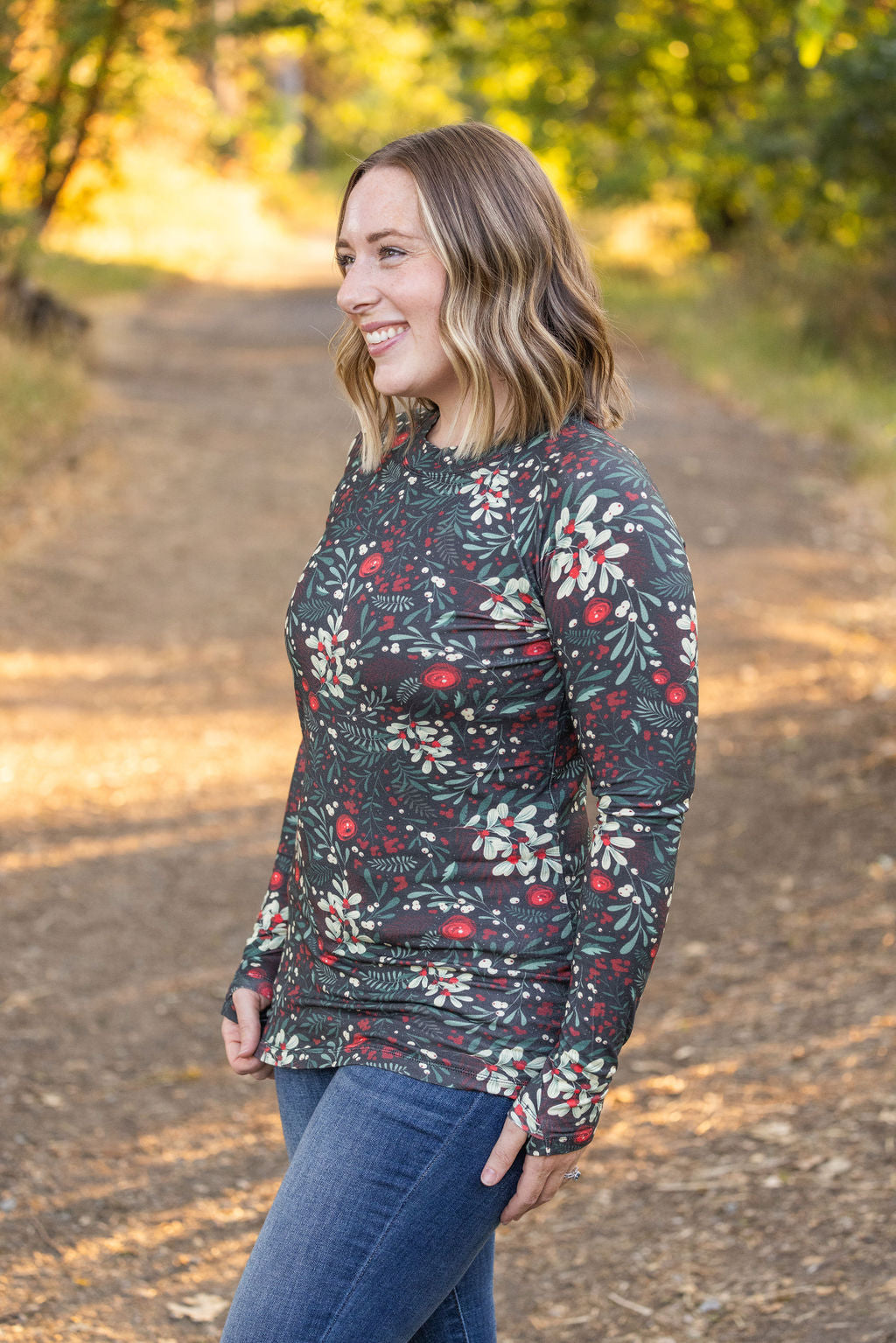 Shop Blair Long Sleeve Top - Evergreen Christmas- at Ruby Joy Boutique, a Women's Clothing Store in Pickerington, Ohio